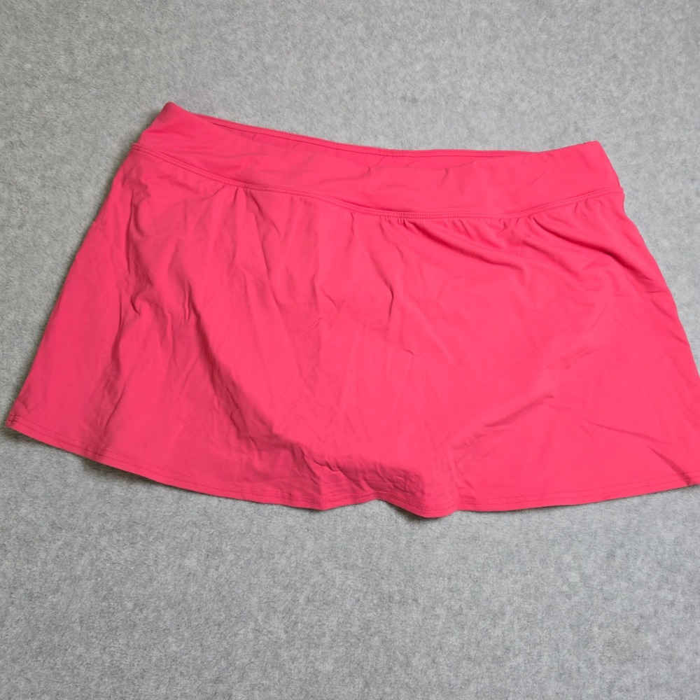 Lands End 16W Women Pink Swim Skirted Bikini Resort Vacation Built In Bottom